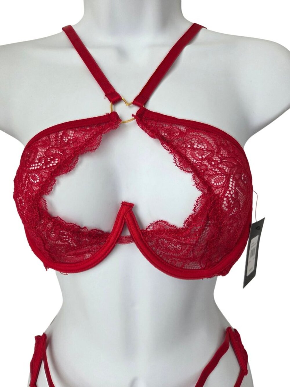 Fredericks of Hollywood Lover Red Lace Strappy Lingerie Set Size S/M